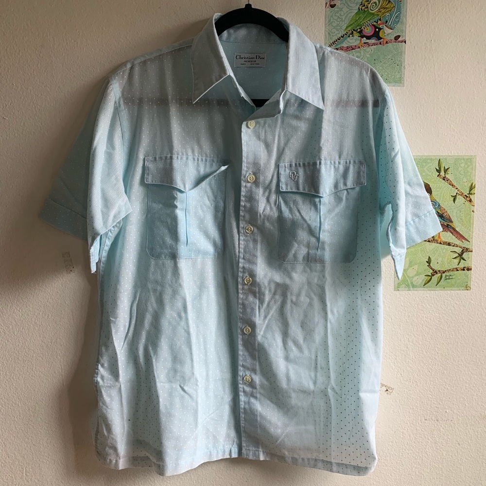 Christian Dior Monsieur Blue Polka Dot Shirt